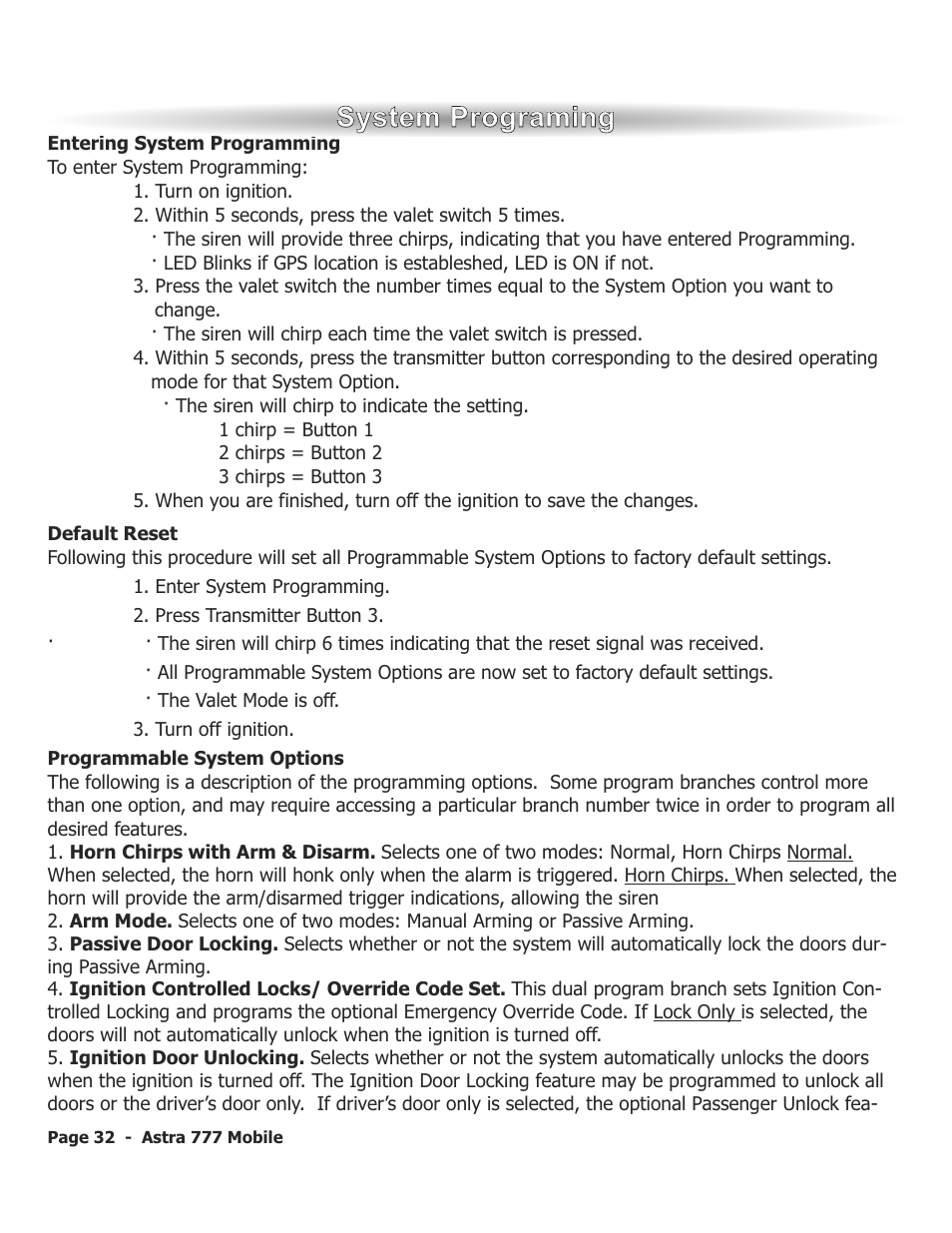 Ssy ys stte em m p prro og grra am miin ng g | ScyTek Electronics ASTRA 777 Mobile User Manual | Page 35 / 43