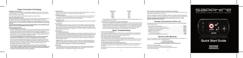Sapphire Audio Snooper Speed camera User Manual | 2 pages