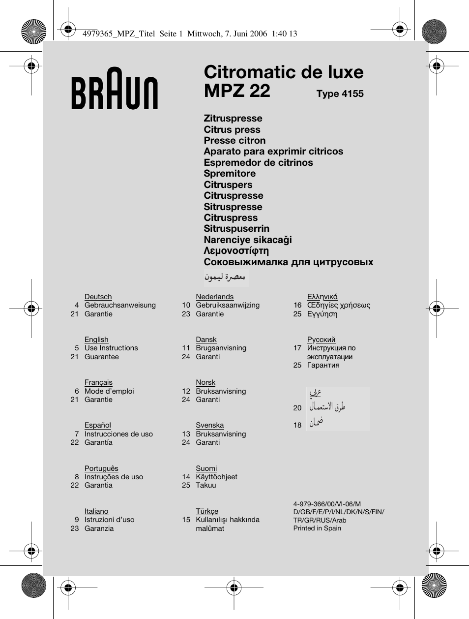 Braun MPZ 22 User Manual | 27 pages