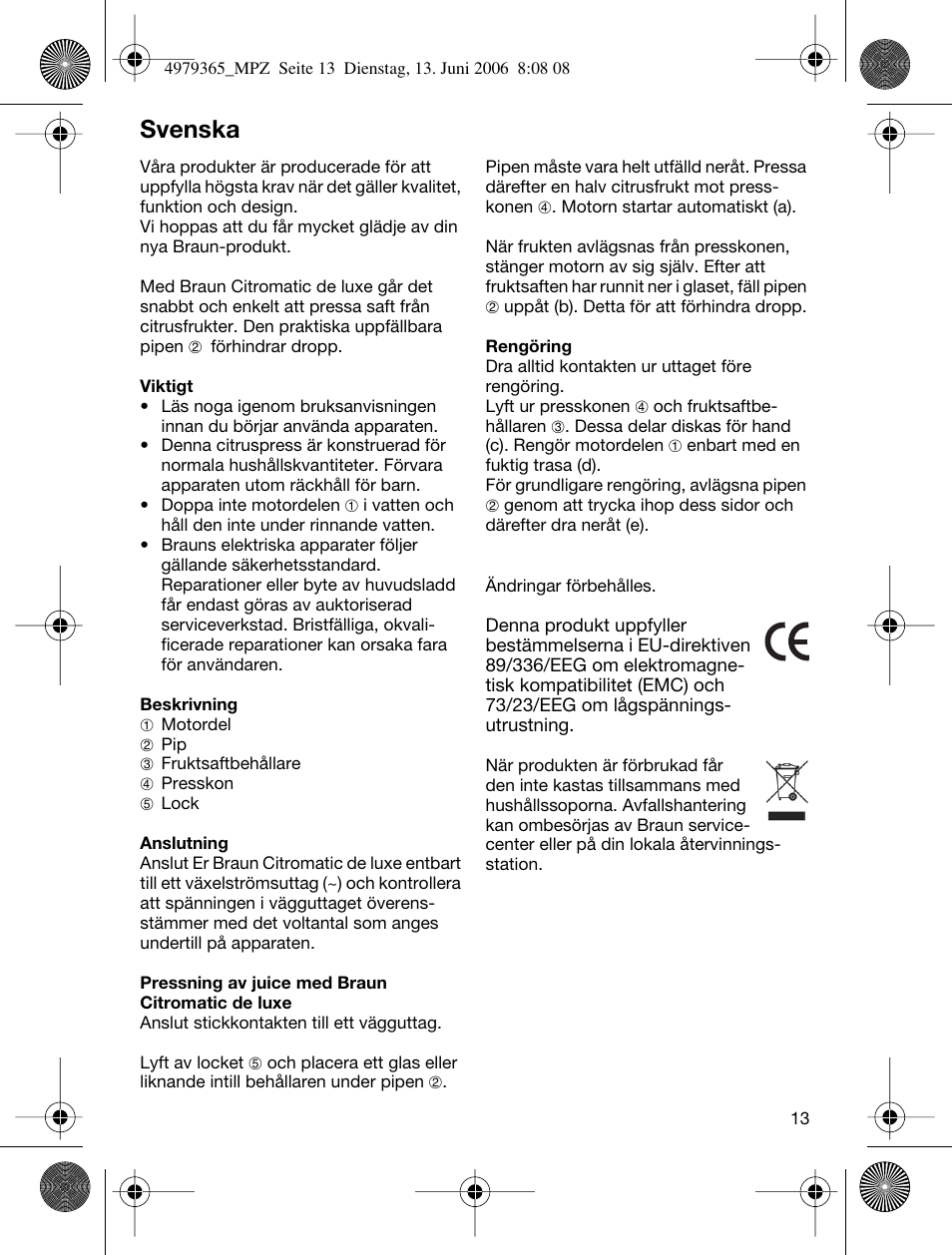 Svenska | Braun MPZ 22 User Manual | Page 13 / 27