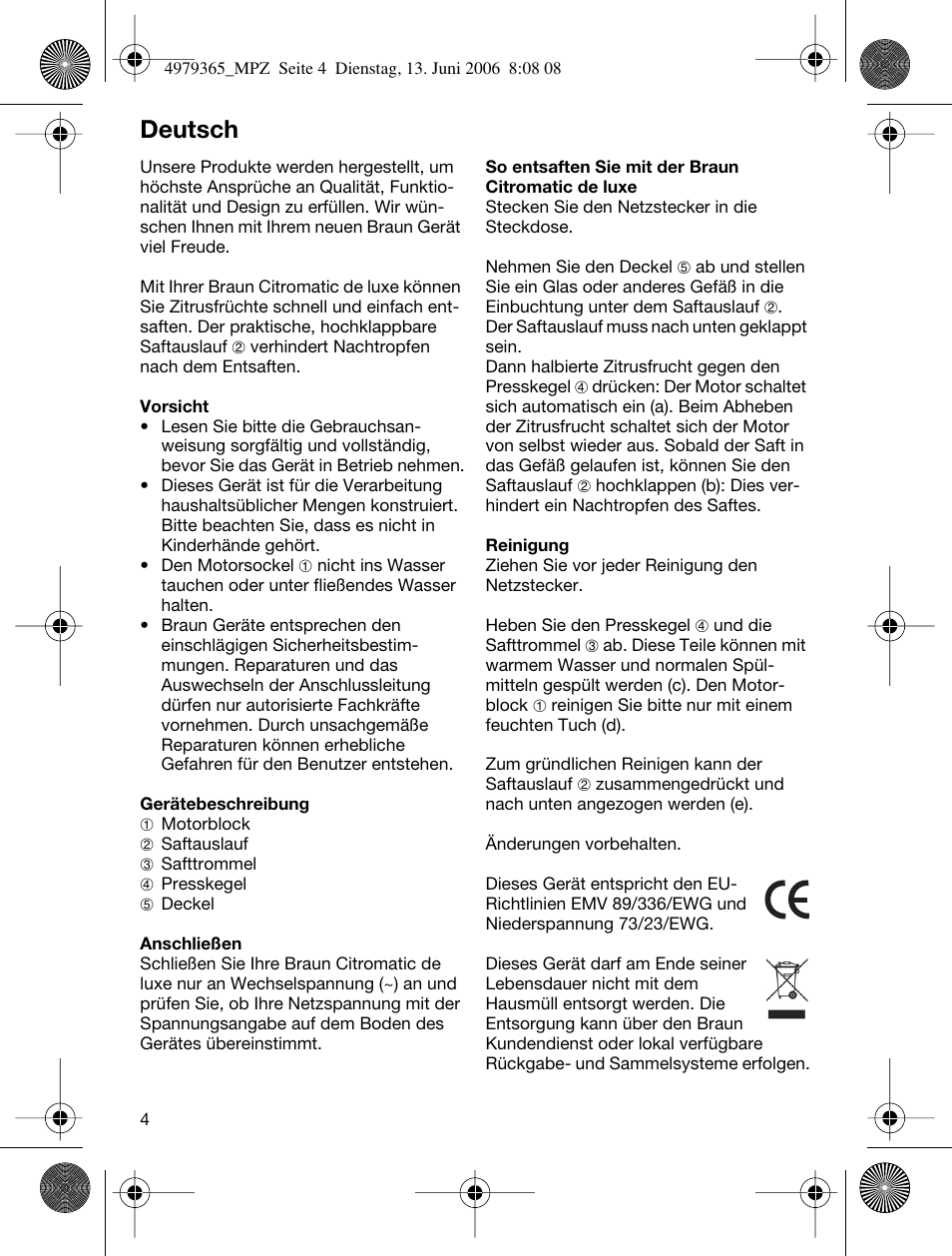 Deutsch | Braun MPZ 22 User Manual | Page 4 / 27