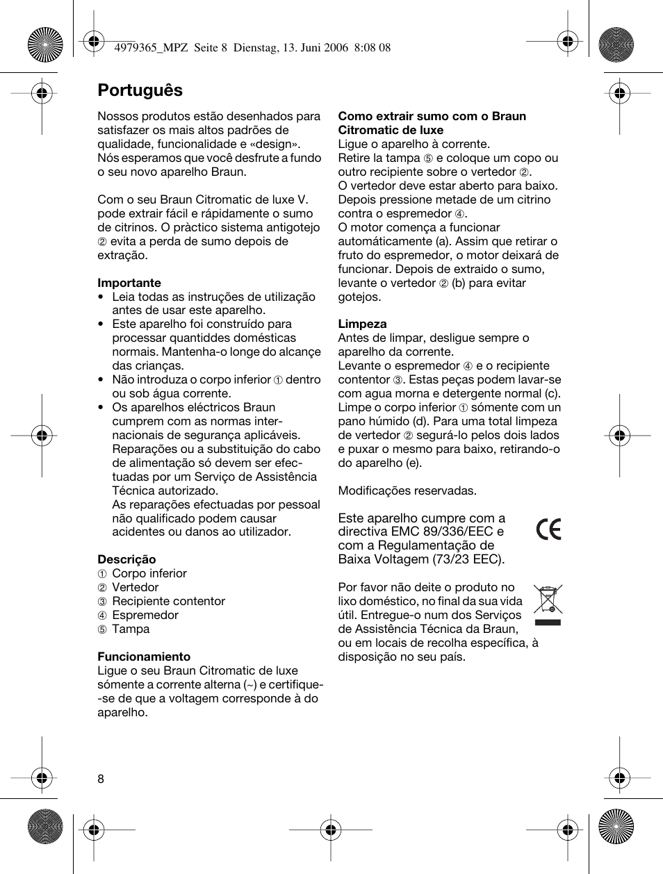 Português | Braun MPZ 22 User Manual | Page 8 / 27