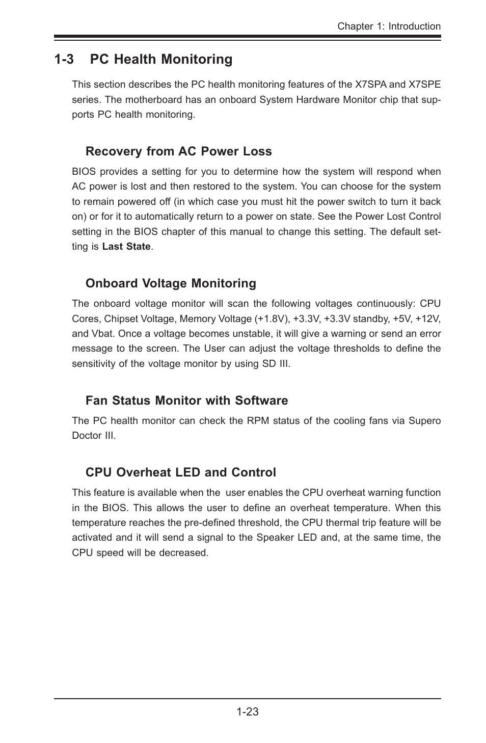 3 pc health monitoring | SUPER MICRO Computer SUPER X7SPE-HF-D525 User Manual | Page 35 / 107