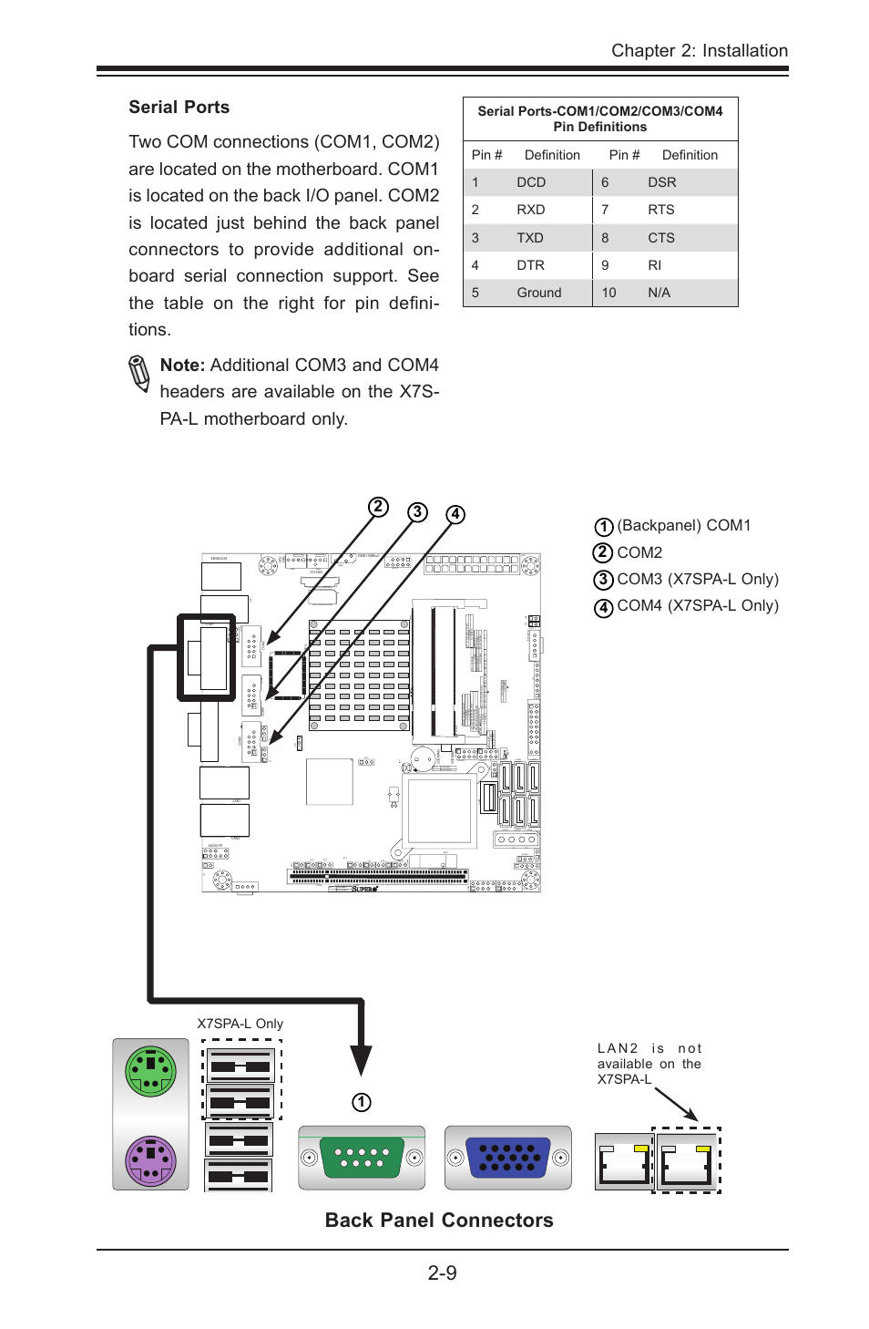 Back panel connectors, Chapter 2: installation | SUPER MICRO Computer SUPER X7SPE-HF-D525 User Manual | Page 47 / 107