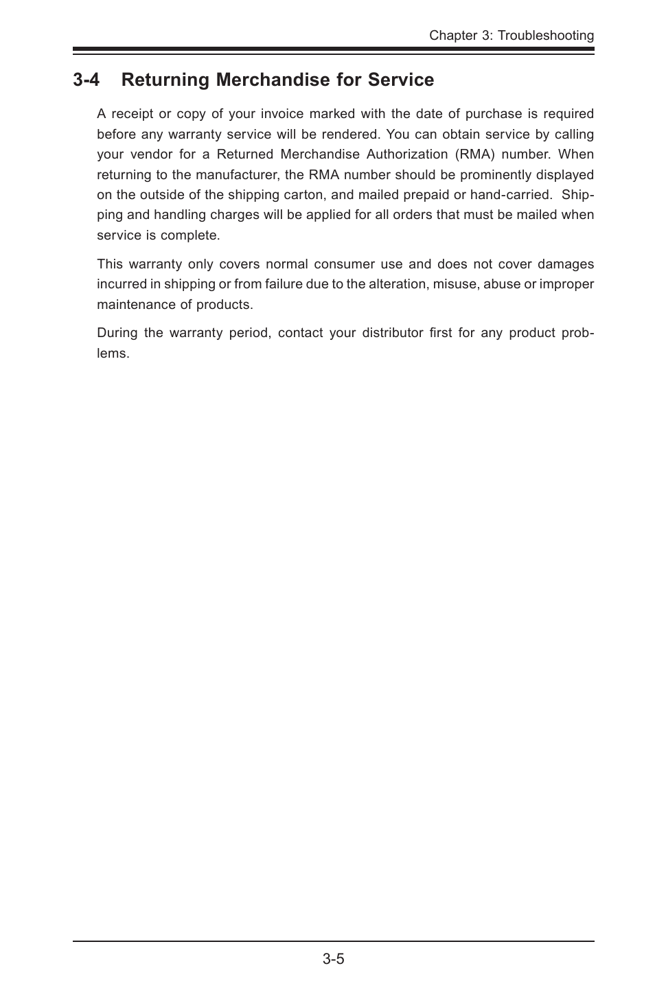 4 returning merchandise for service | SUPER MICRO Computer SUPER X7SPE-HF-D525 User Manual | Page 75 / 107