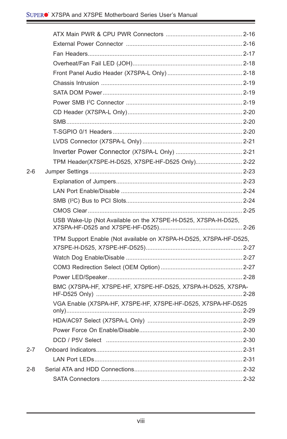SUPER MICRO Computer SUPER X7SPE-HF-D525 User Manual | Page 8 / 107
