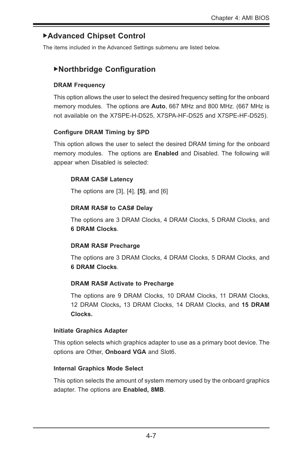 Advanced chipset control, Northbridge configuration | SUPER MICRO Computer SUPER X7SPE-HF-D525 User Manual | Page 83 / 107