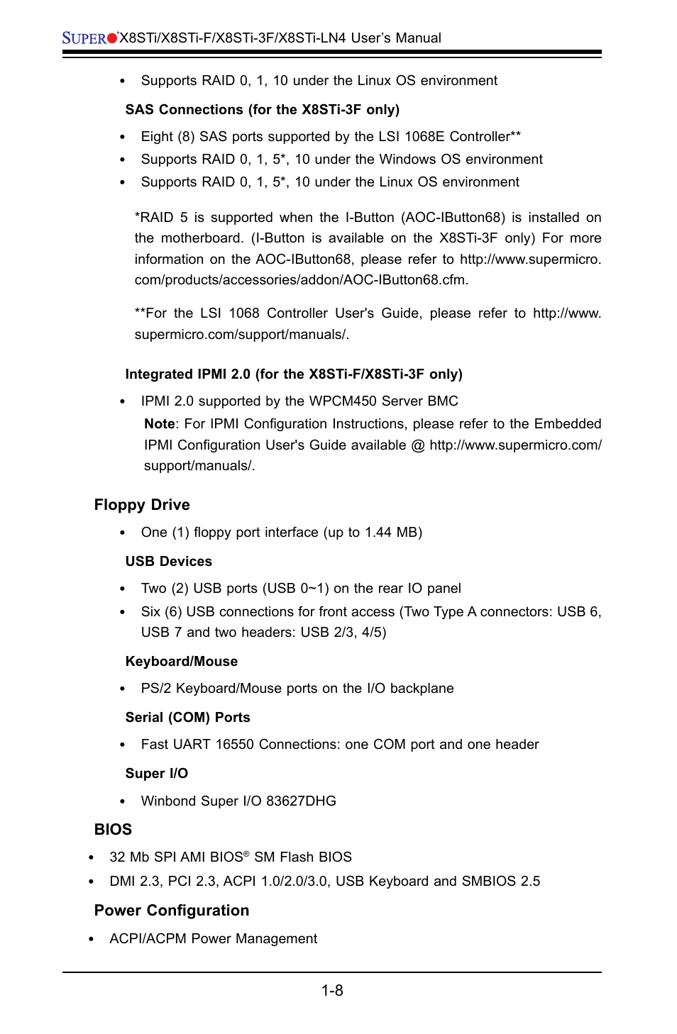 SUPER MICRO Computer X8STI-F User Manual | Page 16 / 109