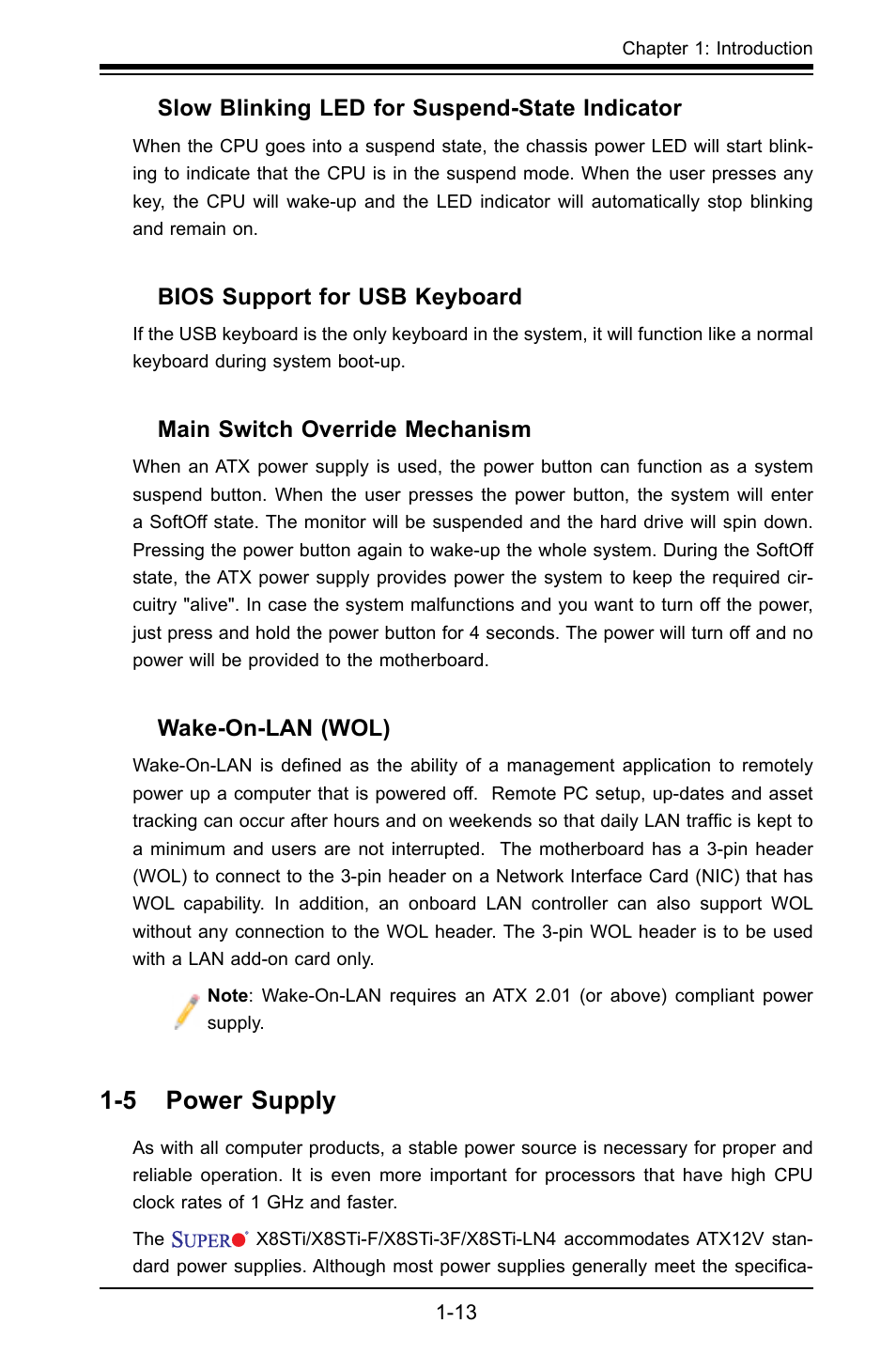 5 power supply | SUPER MICRO Computer X8STI-F User Manual | Page 21 / 109