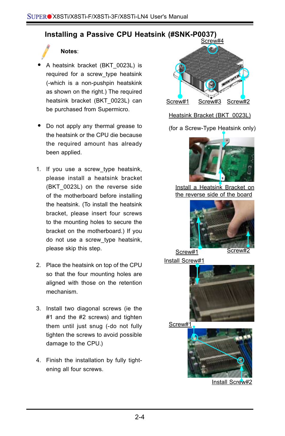 Installing a passive cpu heatsink (#snk-p0037) | SUPER MICRO Computer X8STI-F User Manual | Page 28 / 109