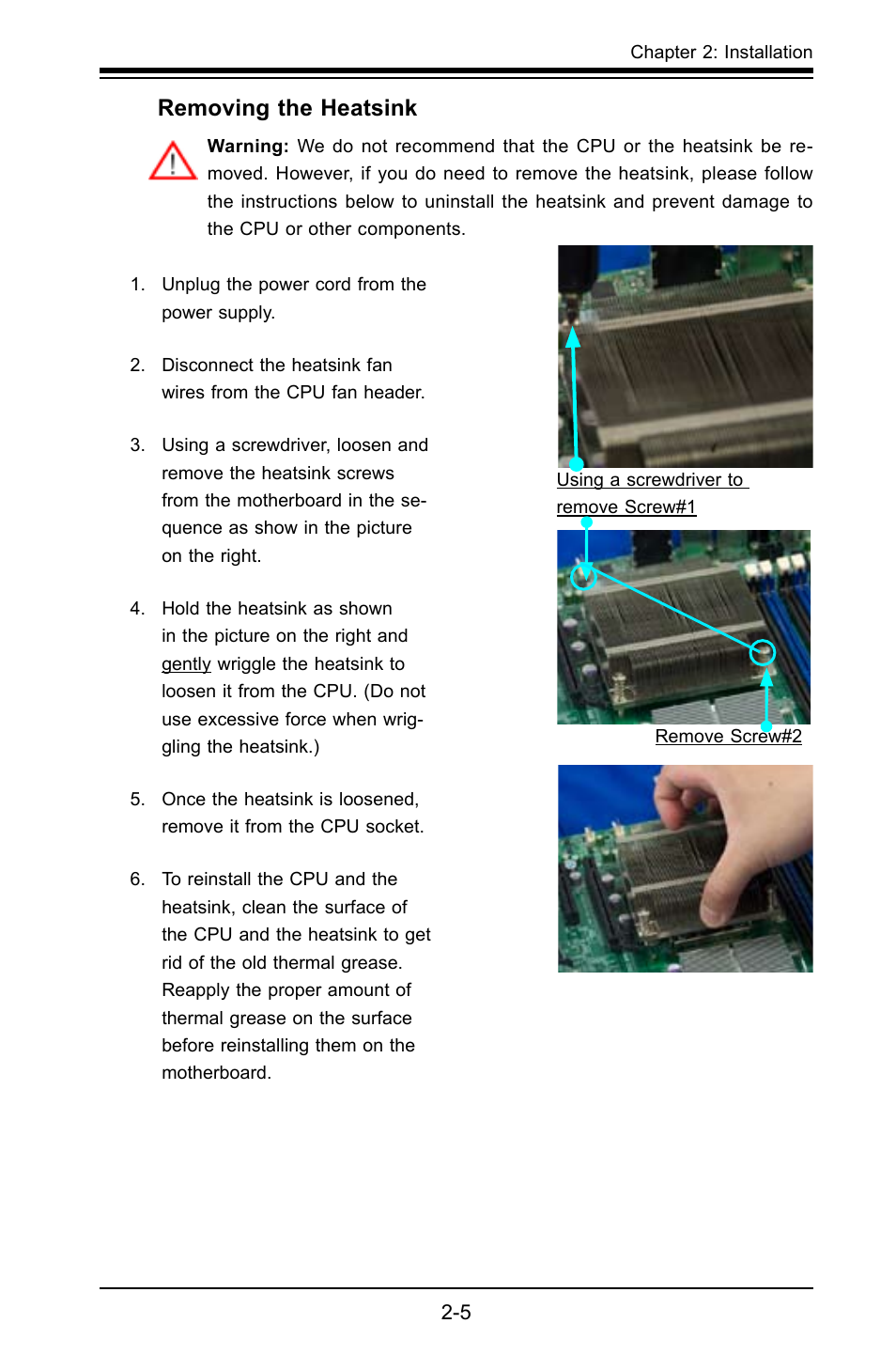 Removing the heatsink | SUPER MICRO Computer X8STI-F User Manual | Page 29 / 109