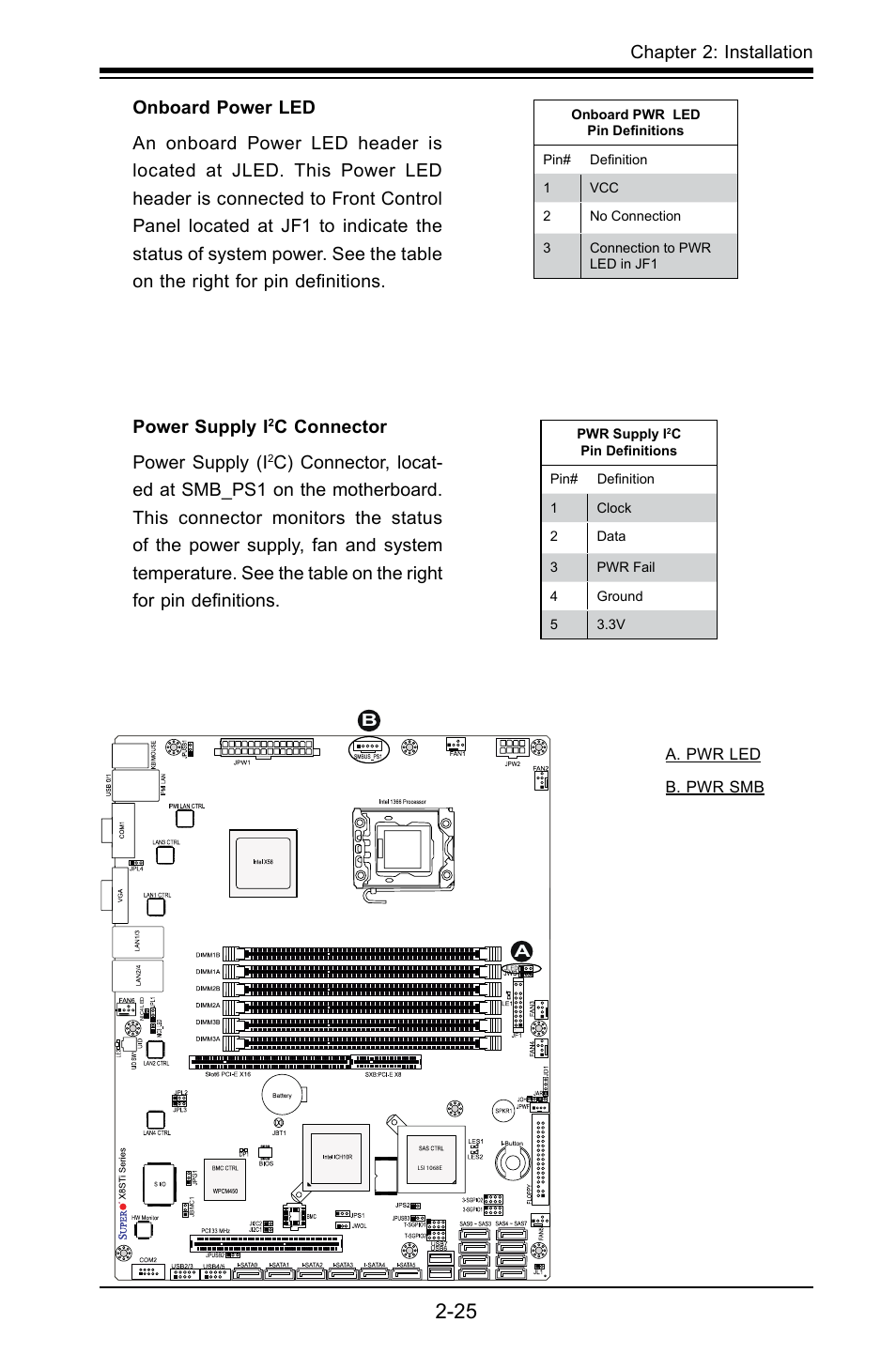 Chapter 2: installation, Power supply i, C connector power supply (i | SUPER MICRO Computer X8STI-F User Manual | Page 49 / 109