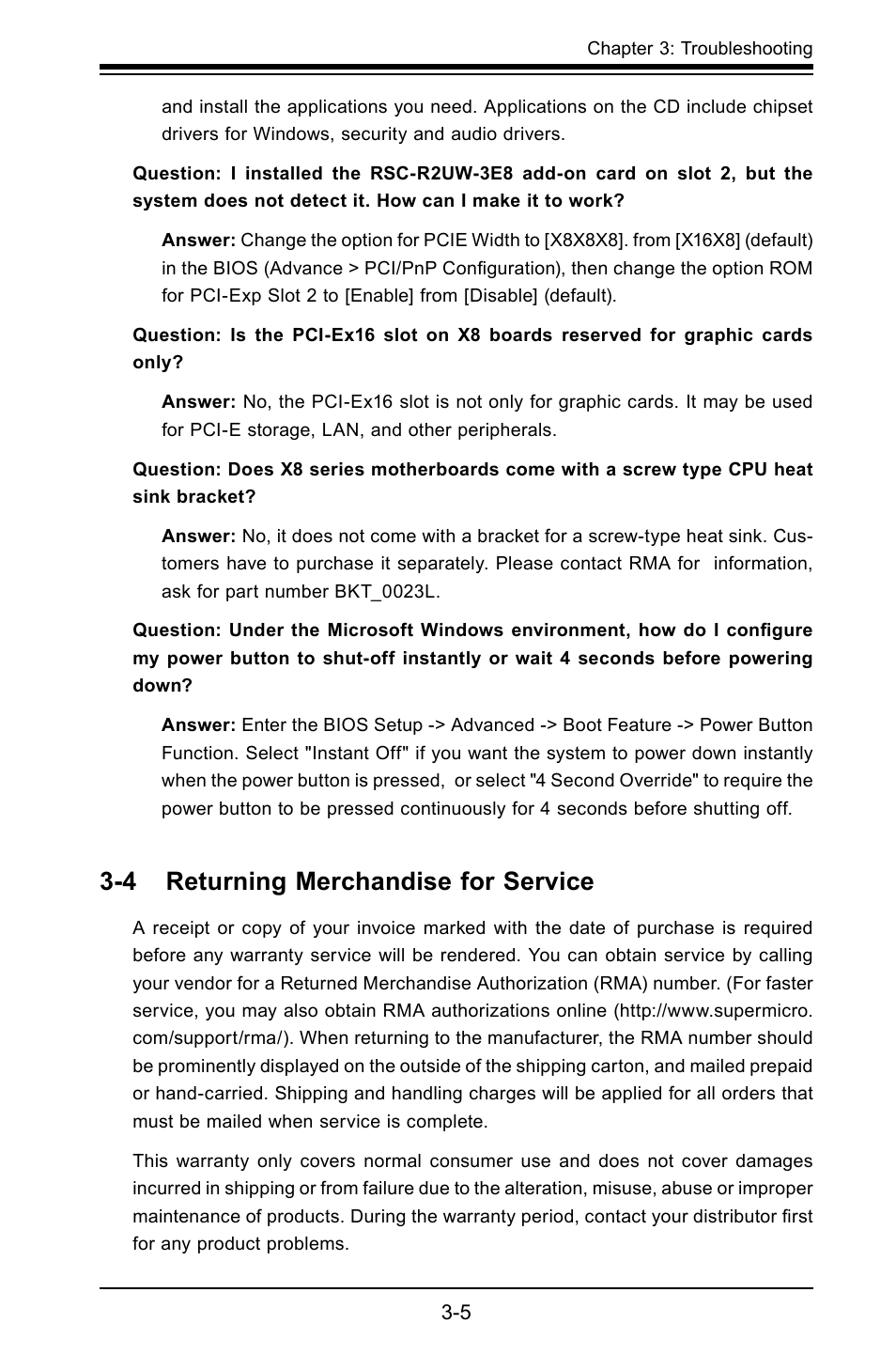 4 returning merchandise for service | SUPER MICRO Computer X8STI-F User Manual | Page 69 / 109