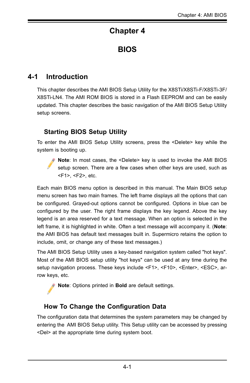 Chapter 4 bios, 1 introduction | SUPER MICRO Computer X8STI-F User Manual | Page 71 / 109