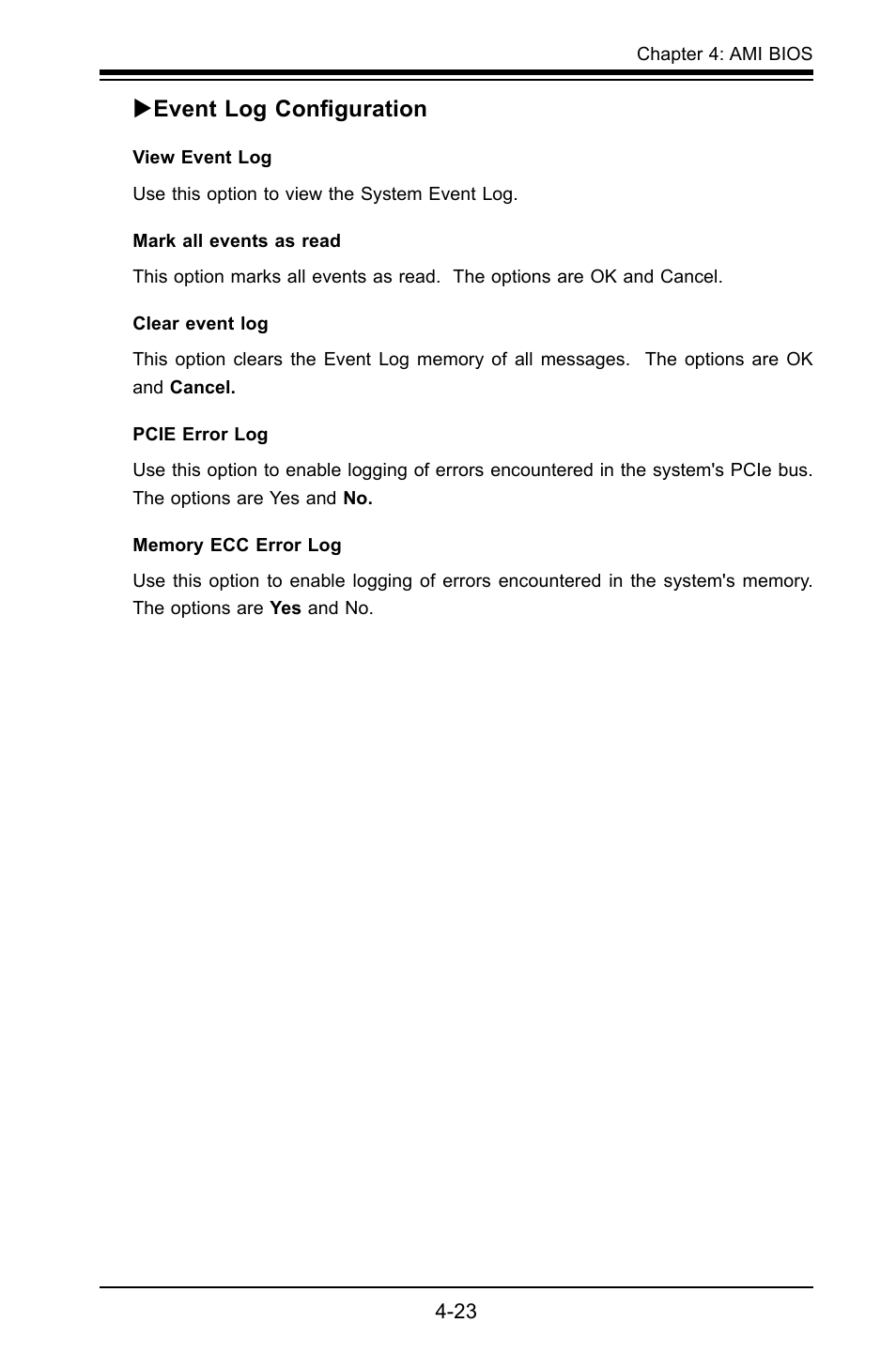 Event log configuration | SUPER MICRO Computer X8STI-F User Manual | Page 93 / 109