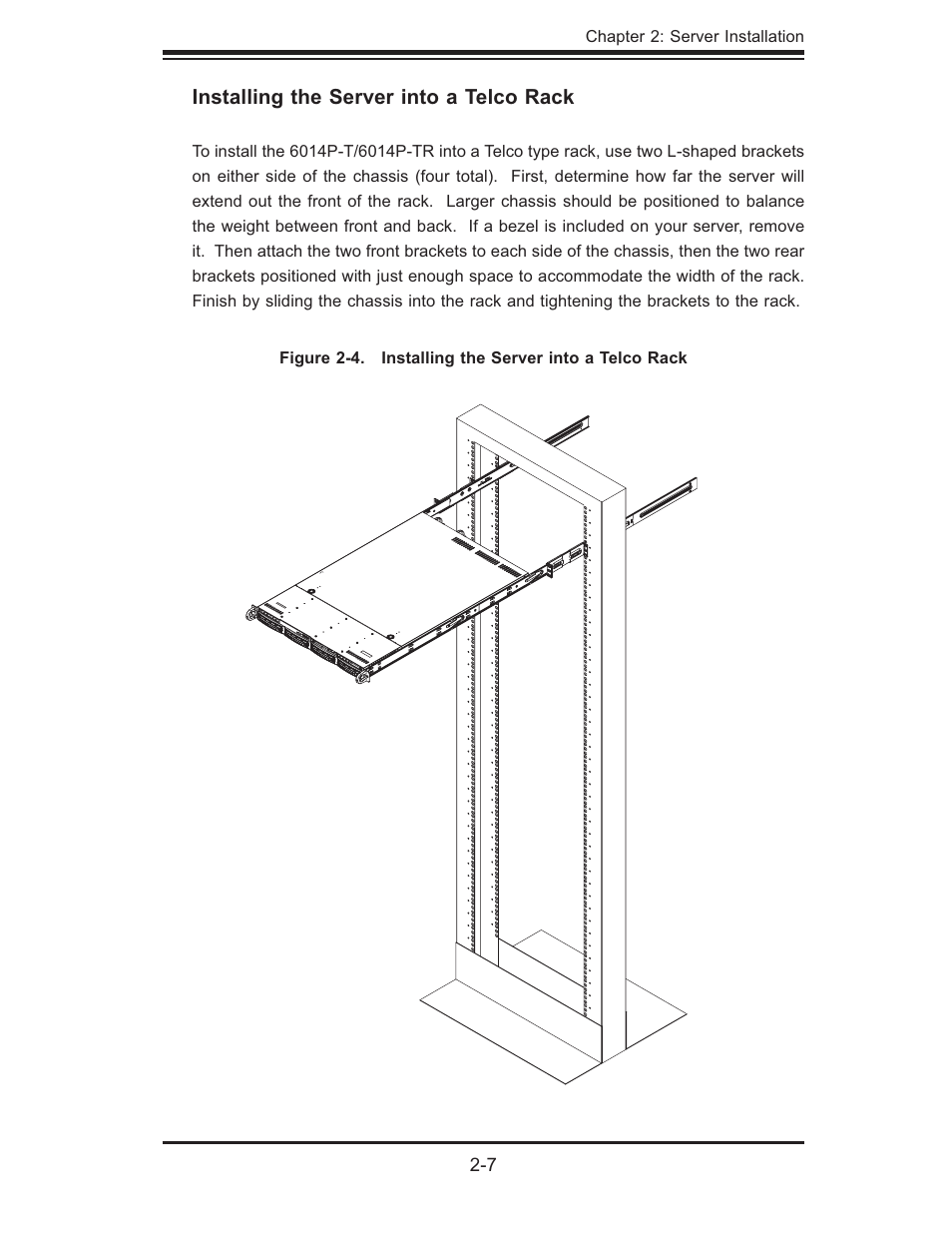 Installing the server into a telco rack | SUPER MICRO Computer 6014P-TR User Manual | Page 23 / 124