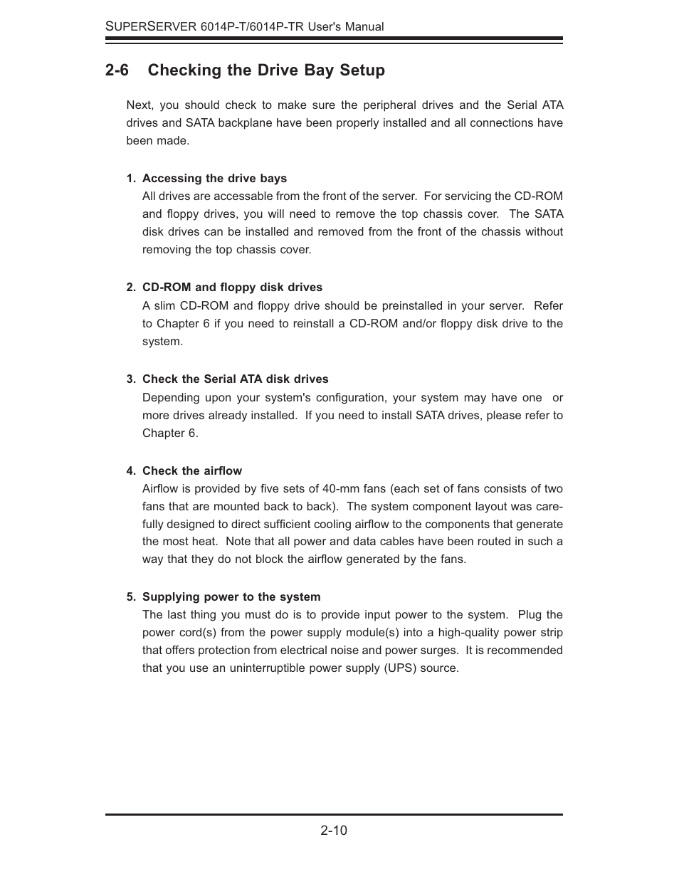 6 checking the drive bay setup | SUPER MICRO Computer 6014P-TR User Manual | Page 26 / 124