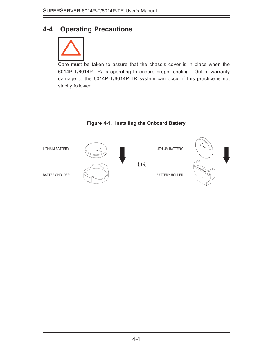 4 operating precautions | SUPER MICRO Computer 6014P-TR User Manual | Page 34 / 124