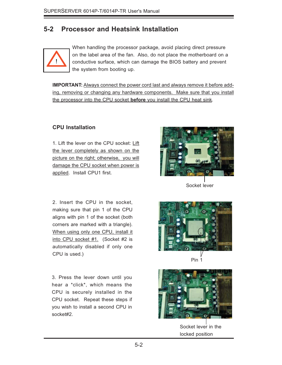 2 processor and heatsink installation | SUPER MICRO Computer 6014P-TR User Manual | Page 36 / 124