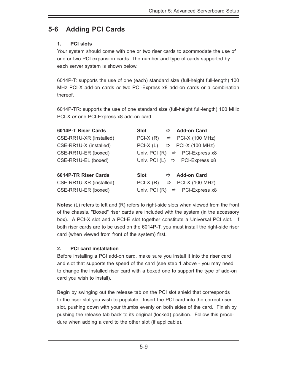 6 adding pci cards | SUPER MICRO Computer 6014P-TR User Manual | Page 43 / 124