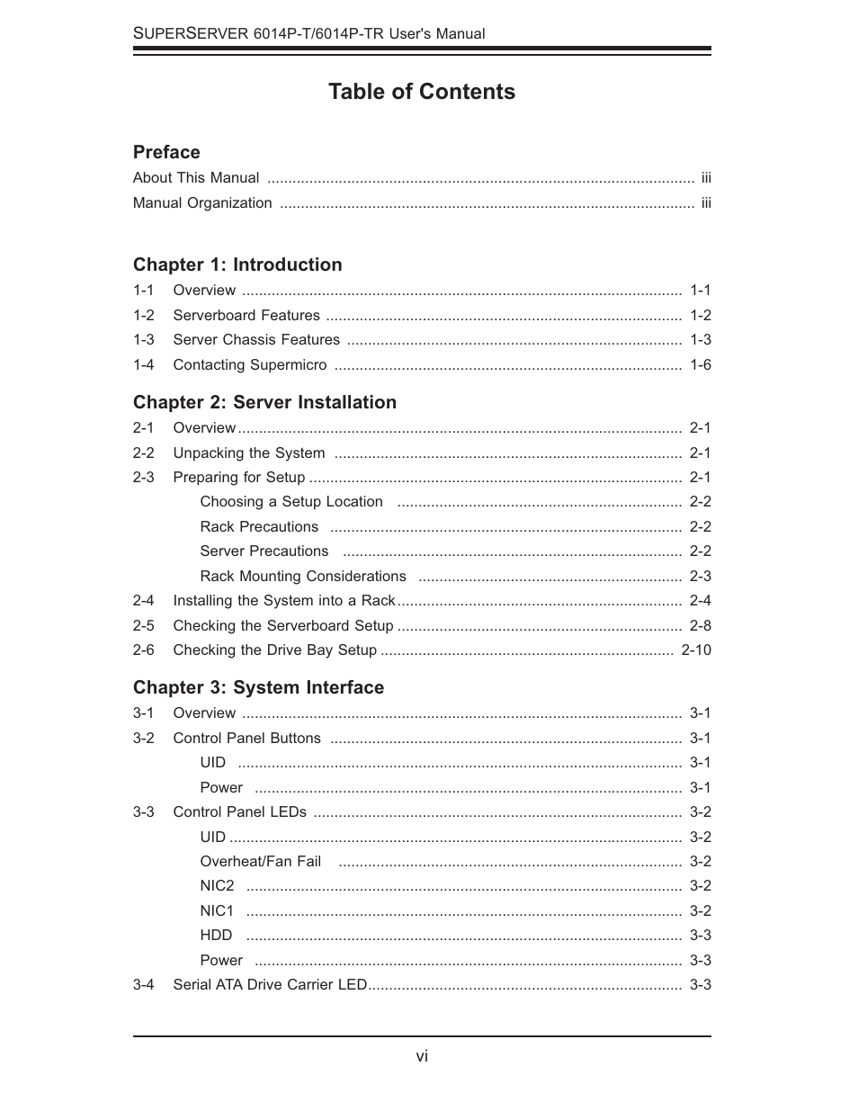 SUPER MICRO Computer 6014P-TR User Manual | Page 6 / 124