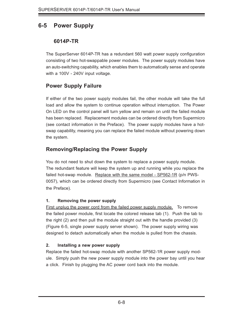 5 power supply | SUPER MICRO Computer 6014P-TR User Manual | Page 66 / 124