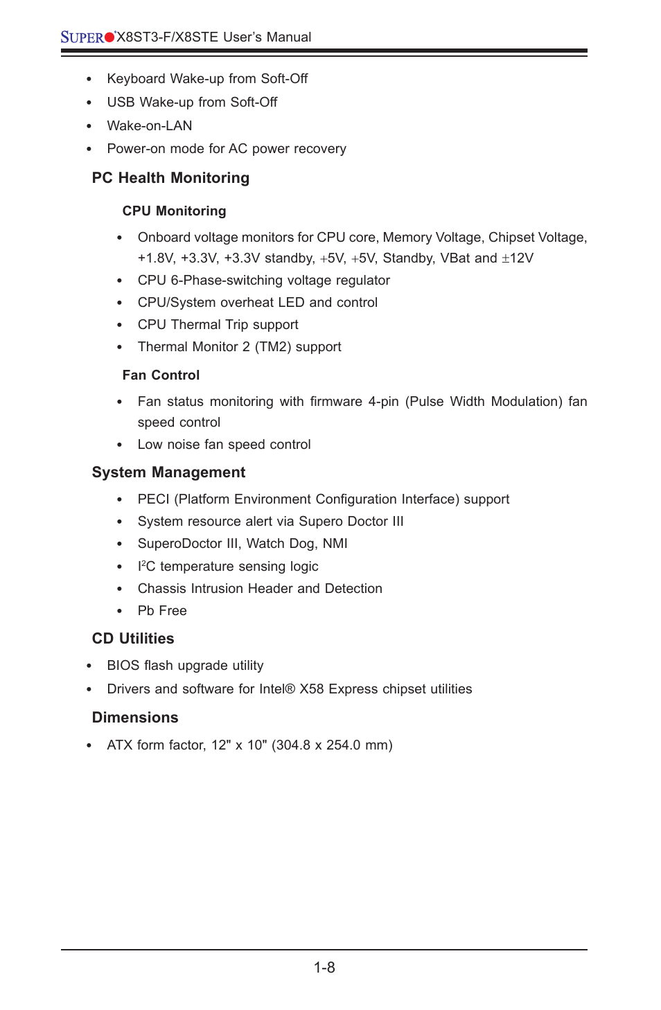 SUPER MICRO Computer X8STE User Manual | Page 16 / 103