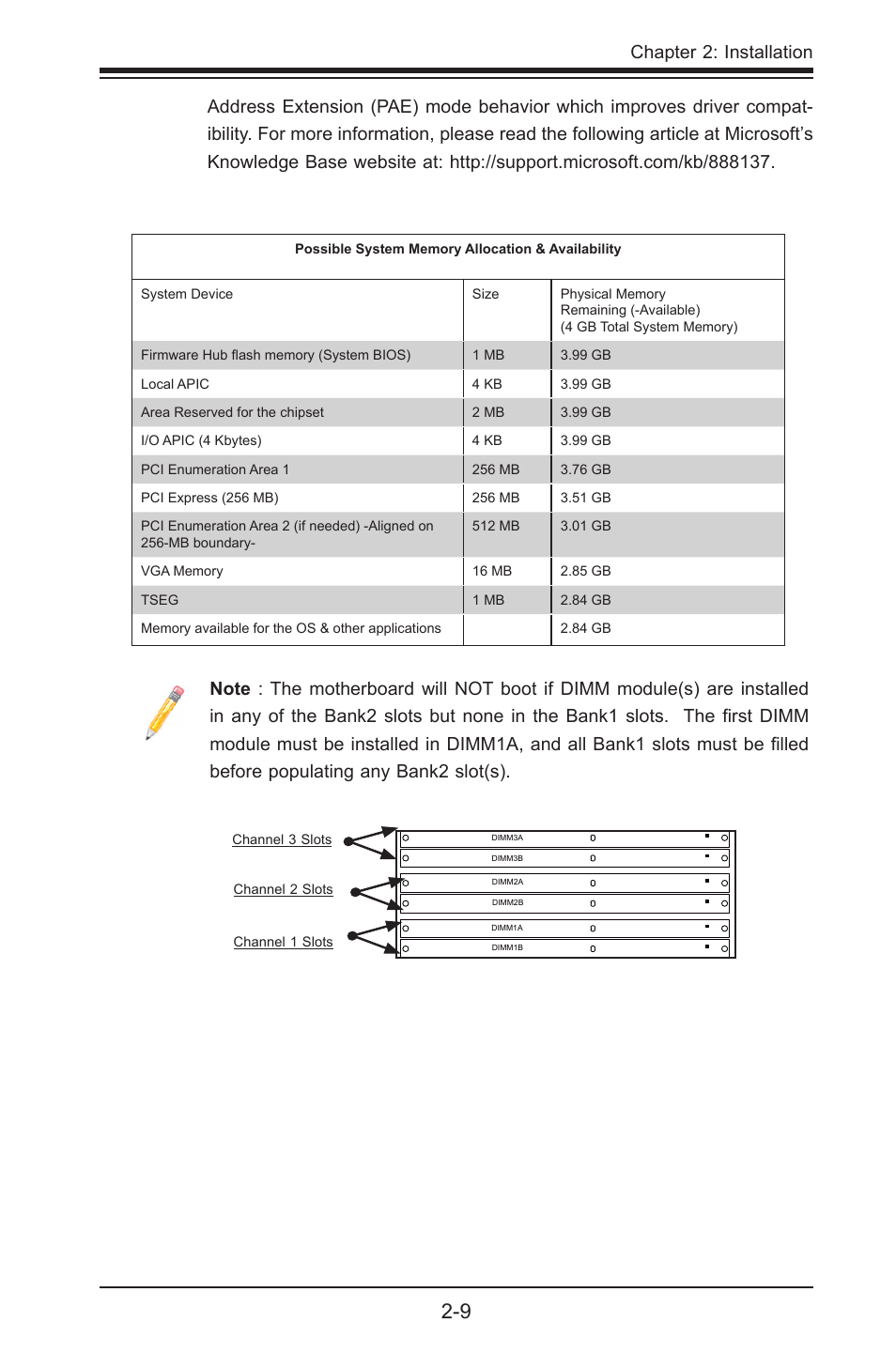 Chapter 2: installation, X8st3-f/x8ste, Channel 1 slots | Channel 2 slots channel 3 slots | SUPER MICRO Computer X8STE User Manual | Page 33 / 103