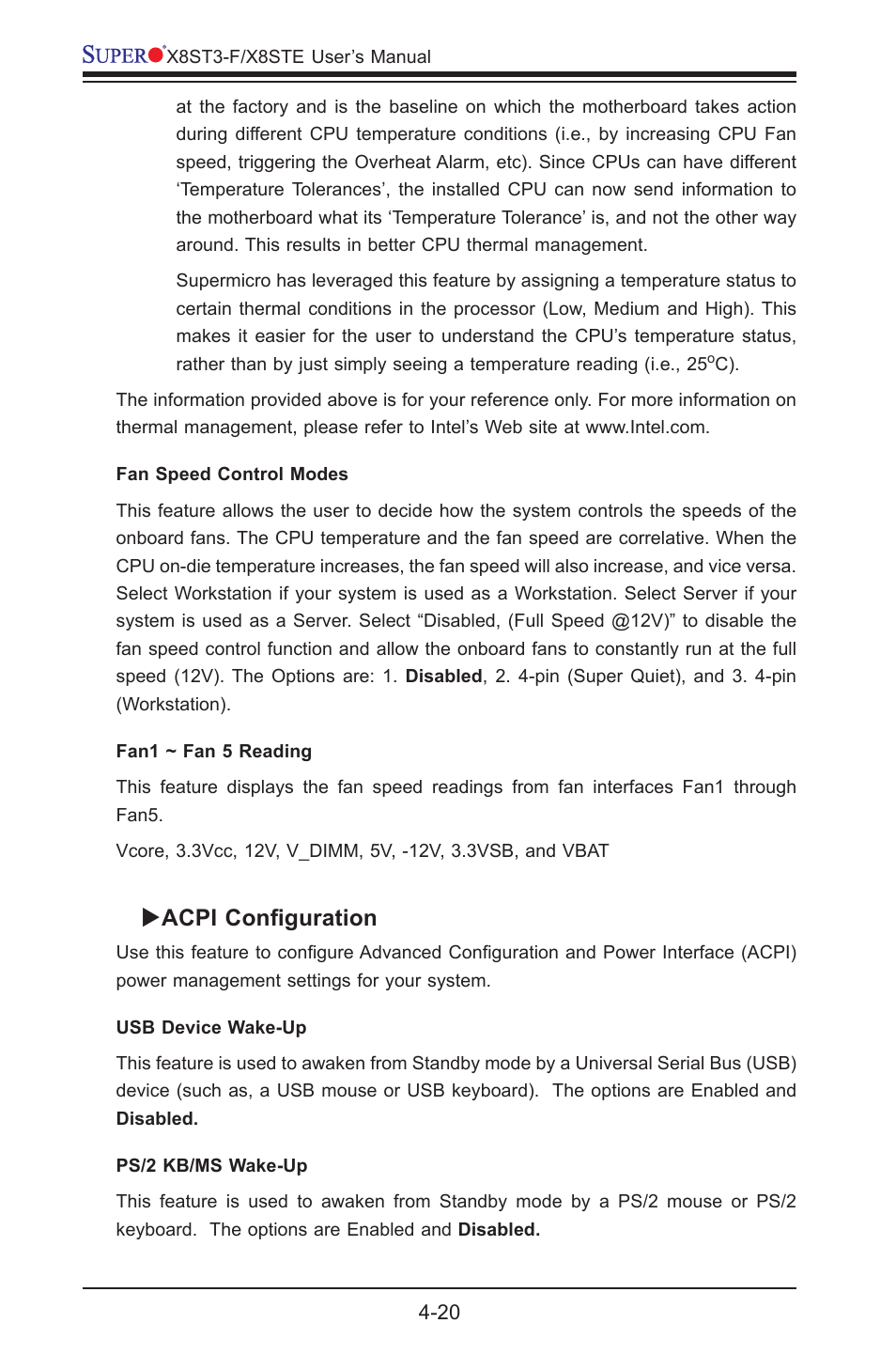 Acpi configuration | SUPER MICRO Computer X8STE User Manual | Page 86 / 103