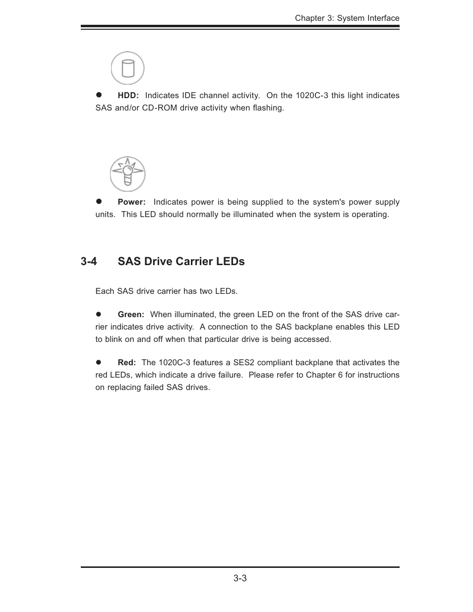 4 sas drive carrier leds | SUPER MICRO Computer Dual Processor AS 1020C-3 User Manual | Page 29 / 106