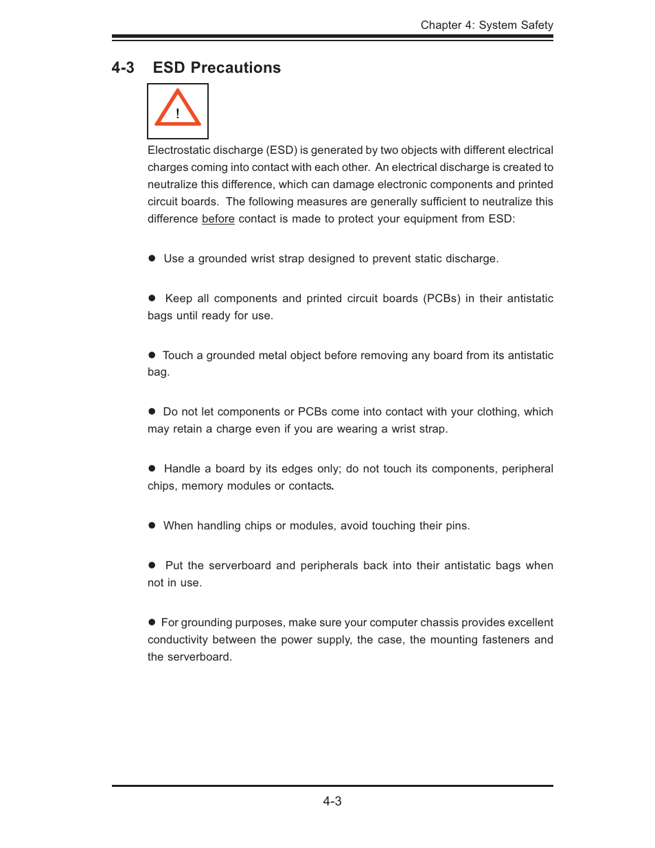 3 esd precautions | SUPER MICRO Computer Dual Processor AS 1020C-3 User Manual | Page 33 / 106