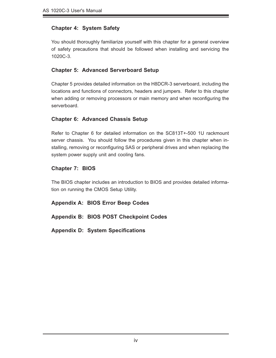 SUPER MICRO Computer Dual Processor AS 1020C-3 User Manual | Page 4 / 106