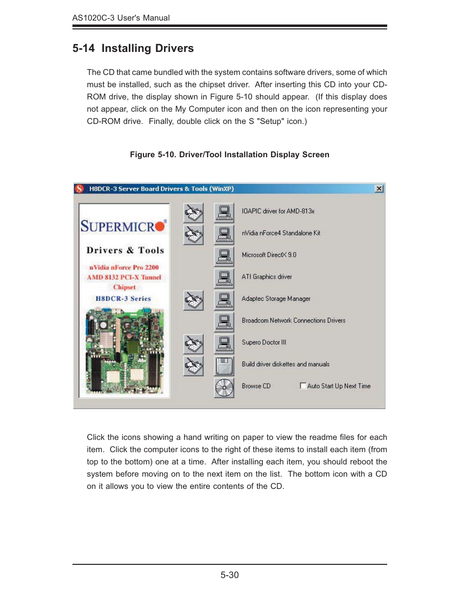 14 installing drivers | SUPER MICRO Computer Dual Processor AS 1020C-3 User Manual | Page 64 / 106