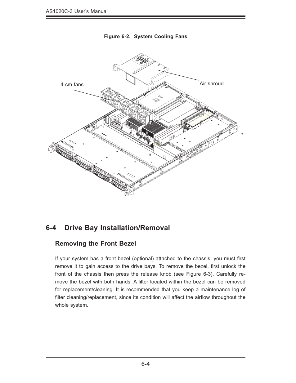 4 drive bay installation/removal | SUPER MICRO Computer Dual Processor AS 1020C-3 User Manual | Page 68 / 106