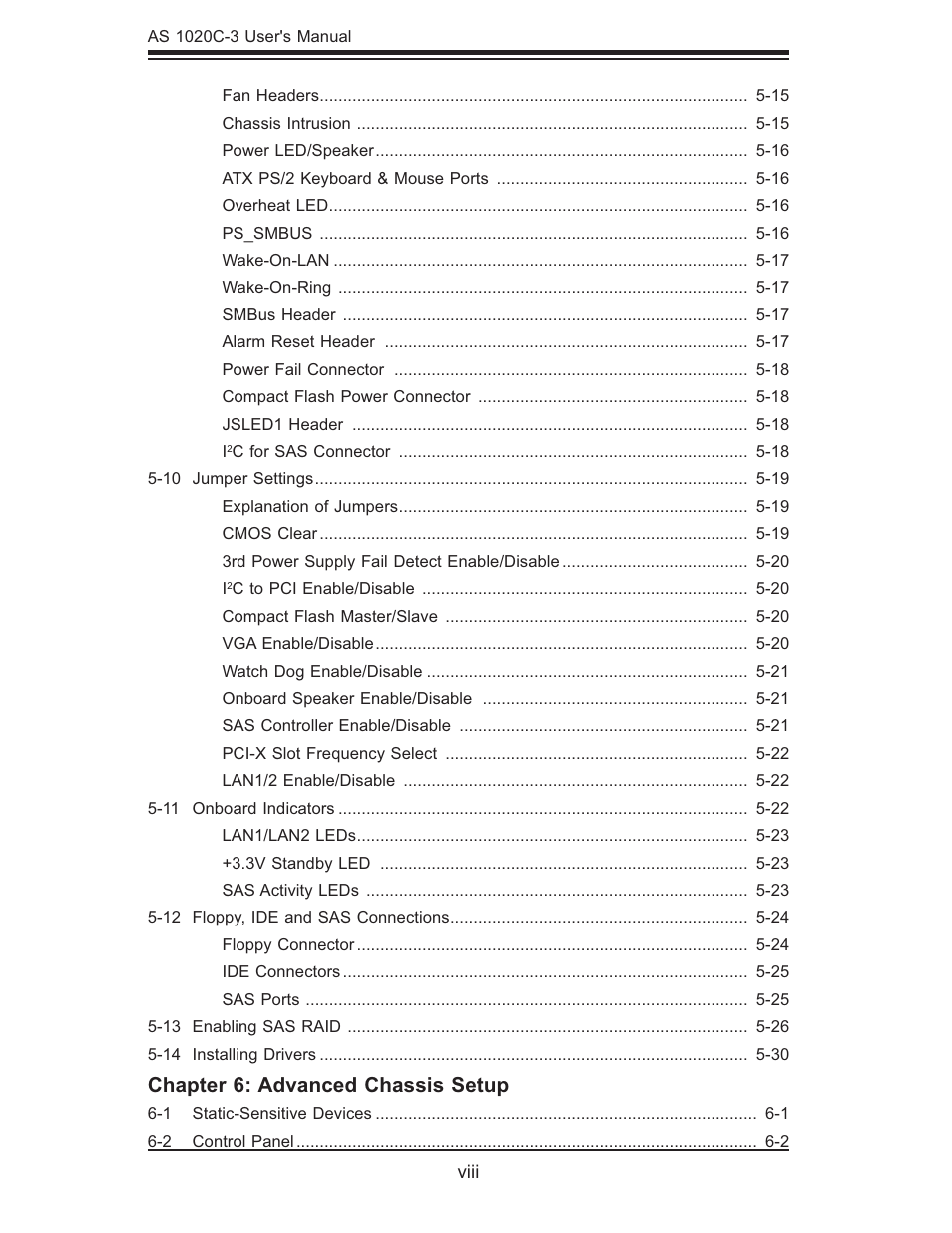 Chapter 6: advanced chassis setup | SUPER MICRO Computer Dual Processor AS 1020C-3 User Manual | Page 8 / 106