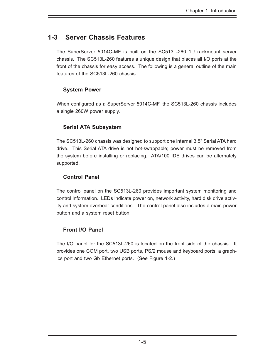 3 server chassis features | SUPER MICRO Computer 5014C-MF User Manual | Page 15 / 112