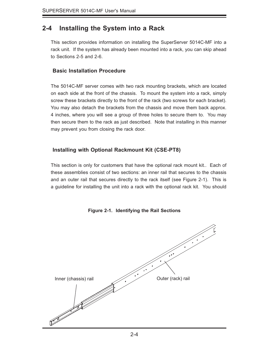 4 installing the system into a rack | SUPER MICRO Computer 5014C-MF User Manual | Page 22 / 112