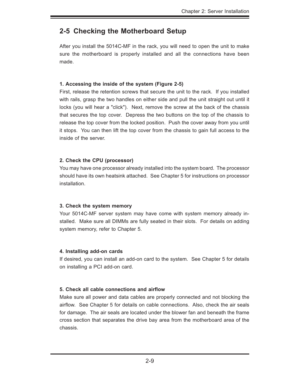 5 checking the motherboard setup | SUPER MICRO Computer 5014C-MF User Manual | Page 27 / 112