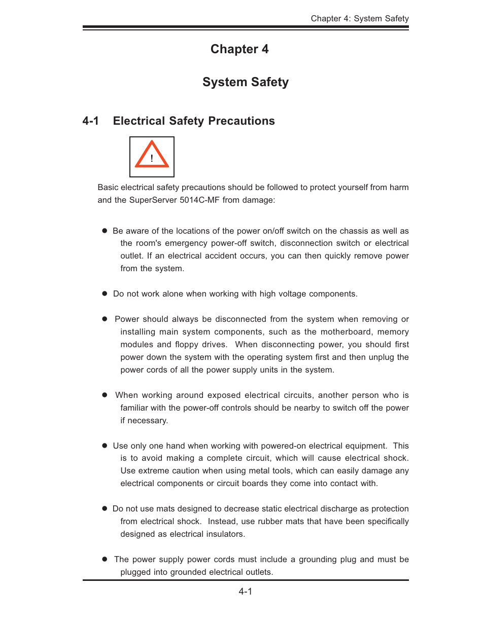 Chapter 4 system safety | SUPER MICRO Computer 5014C-MF User Manual | Page 35 / 112