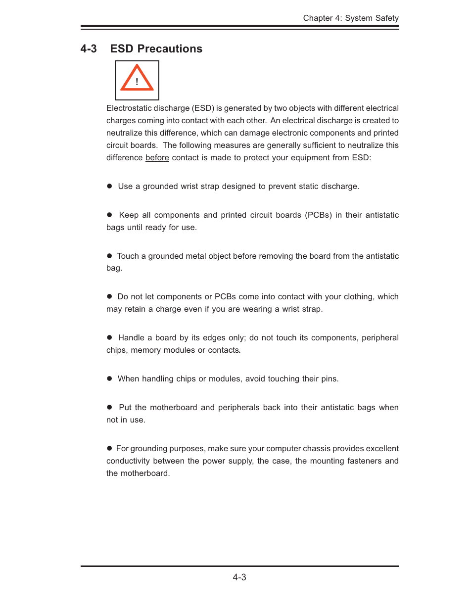 3 esd precautions | SUPER MICRO Computer 5014C-MF User Manual | Page 37 / 112