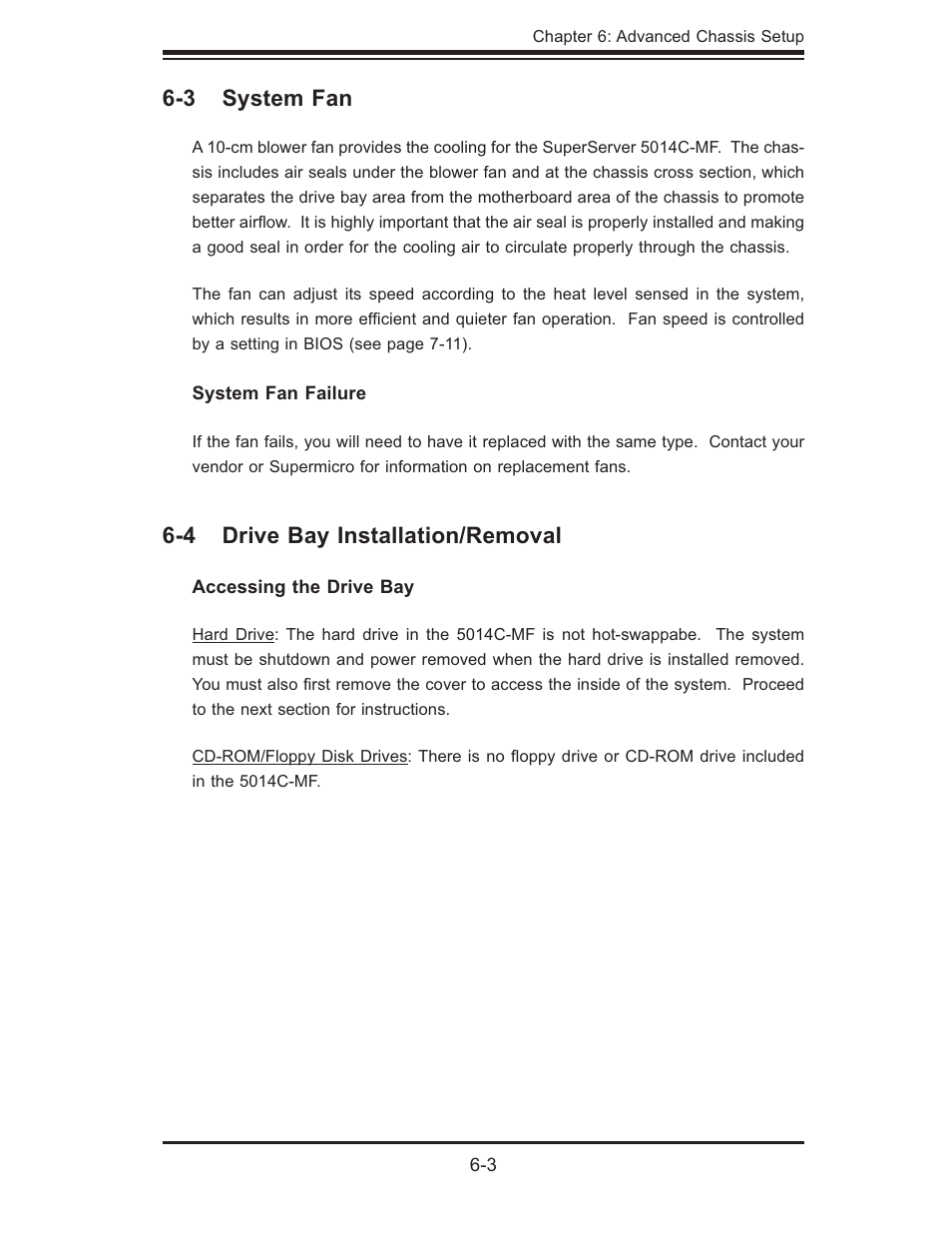3 system fan, 4 drive bay installation/removal | SUPER MICRO Computer 5014C-MF User Manual | Page 65 / 112