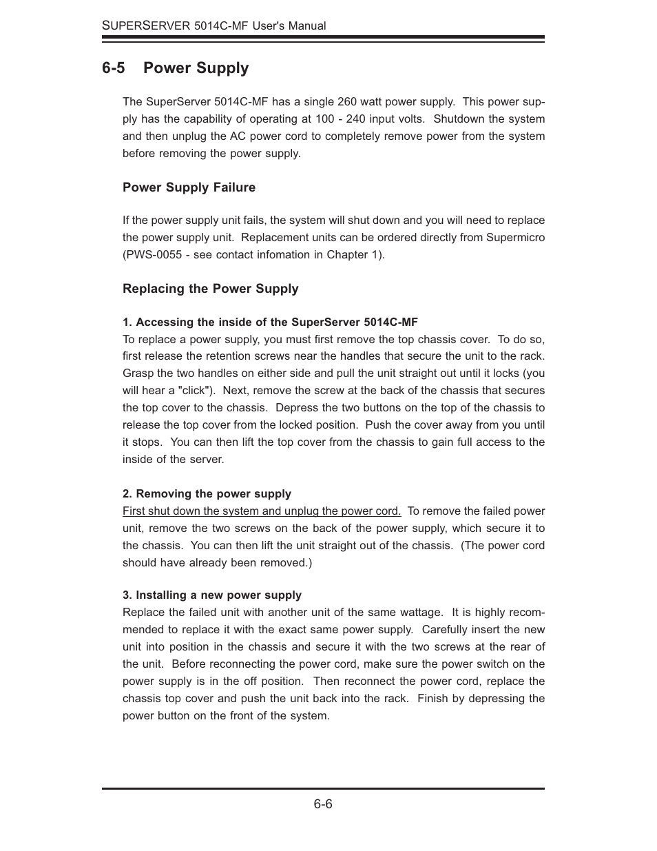 5 power supply | SUPER MICRO Computer 5014C-MF User Manual | Page 68 / 112