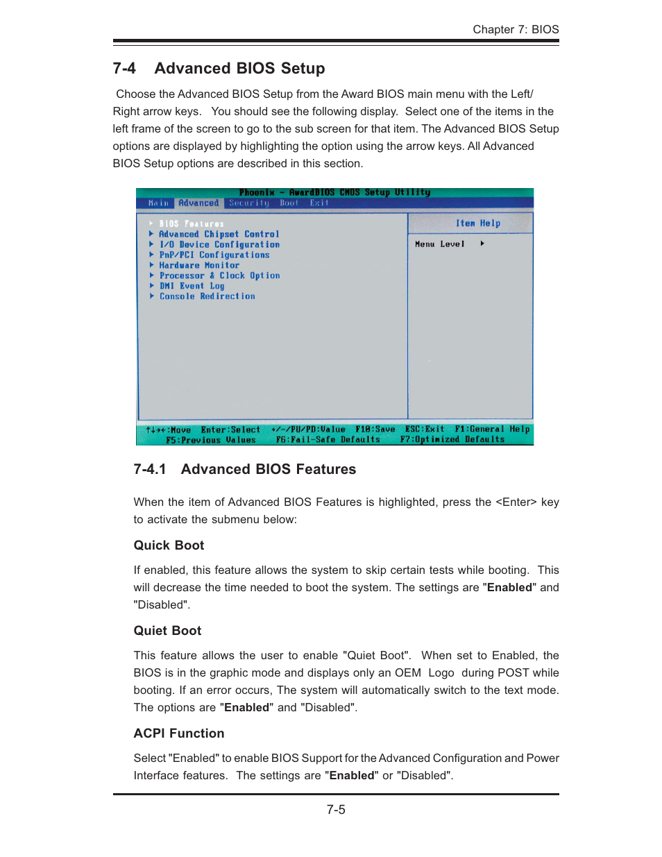 4 advanced bios setup | SUPER MICRO Computer 5014C-MF User Manual | Page 73 / 112