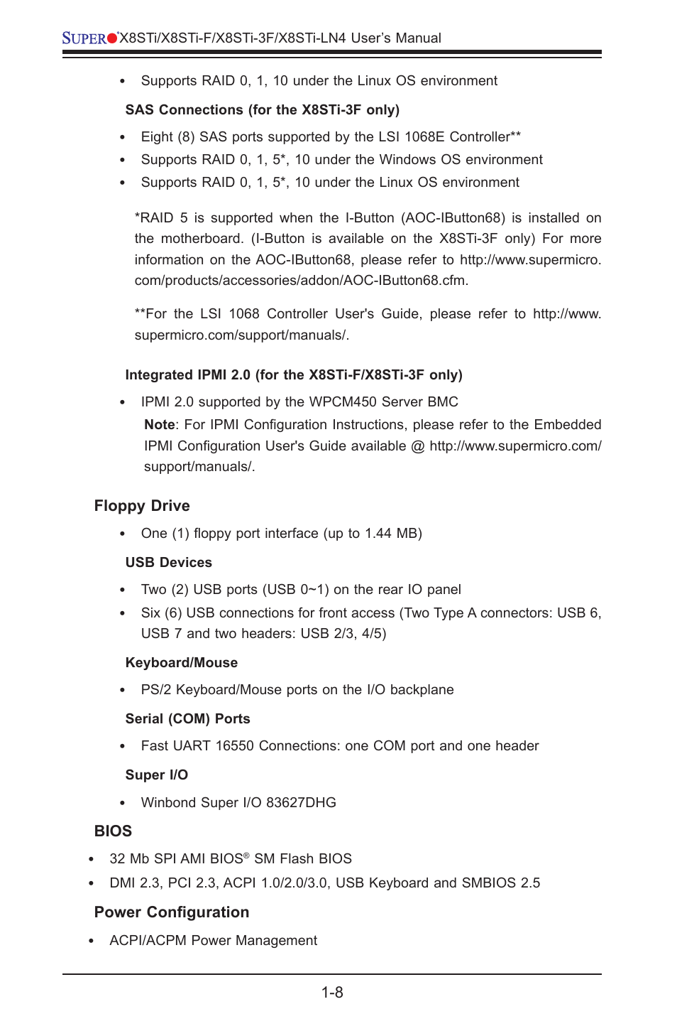 SUPER MICRO Computer X8STI-3F User Manual | Page 16 / 109