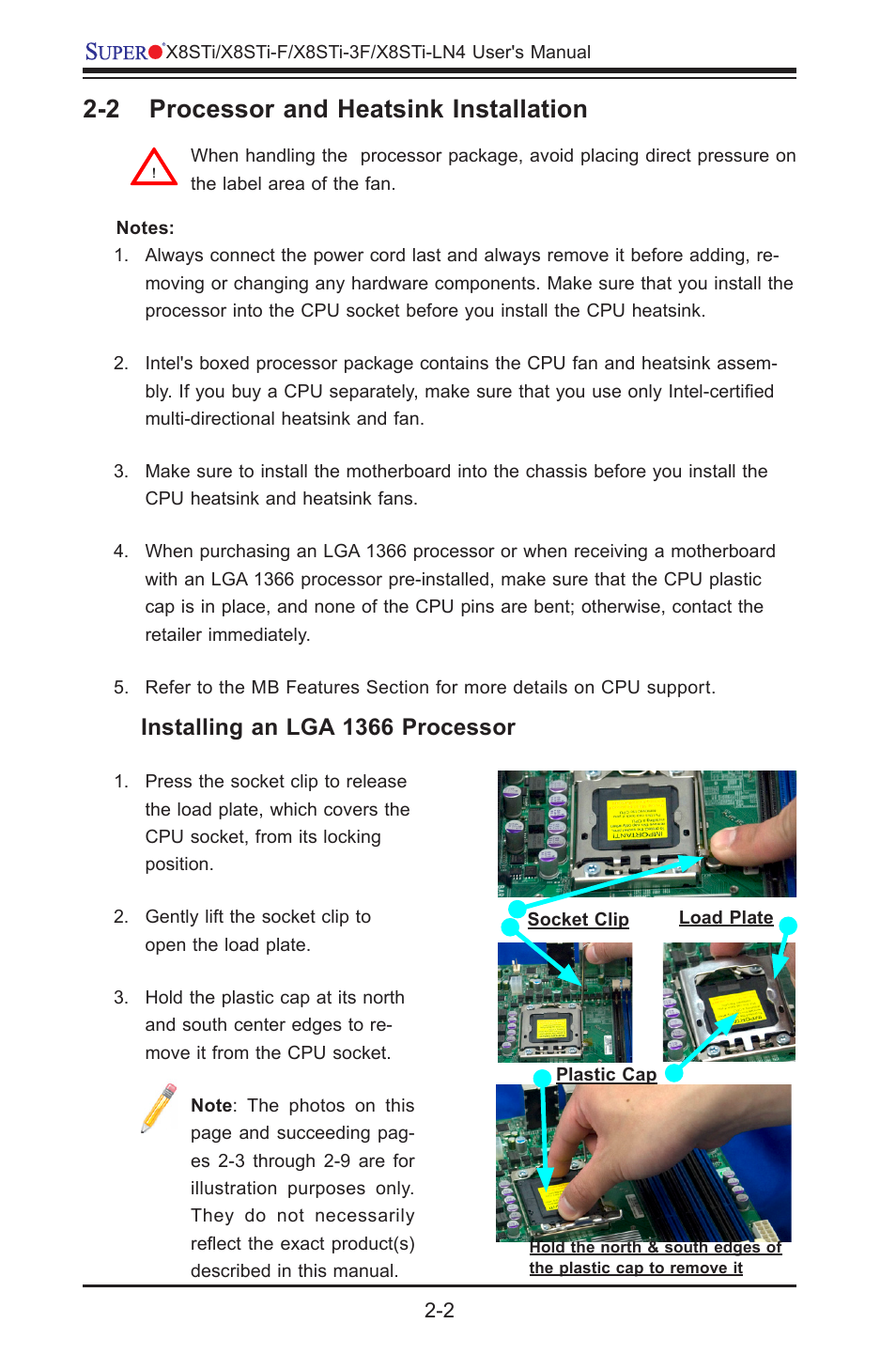 2 processor and heatsink installation, Installing an lga 1366 processor | SUPER MICRO Computer X8STI-3F User Manual | Page 26 / 109