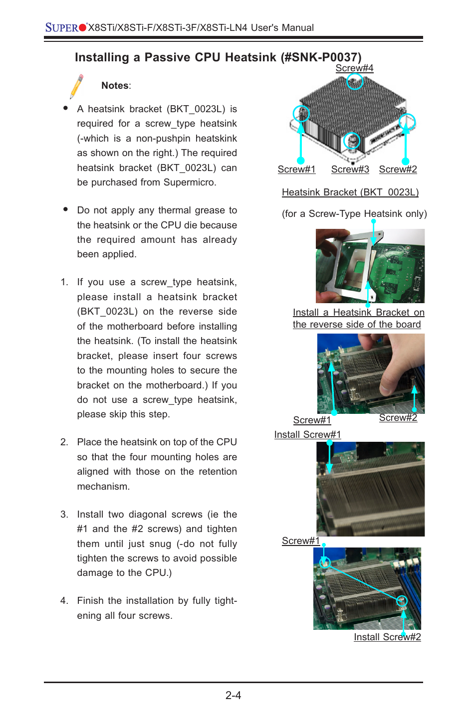 Installing a passive cpu heatsink (#snk-p0037) | SUPER MICRO Computer X8STI-3F User Manual | Page 28 / 109