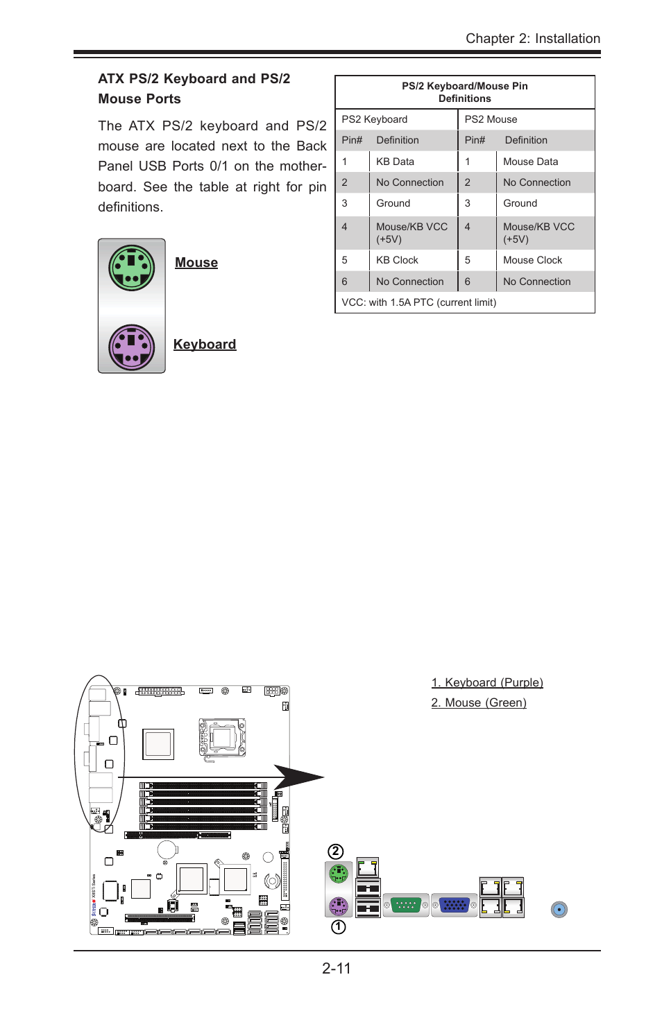 Chapter 2: installation, Keyboard mouse | SUPER MICRO Computer X8STI-3F User Manual | Page 35 / 109