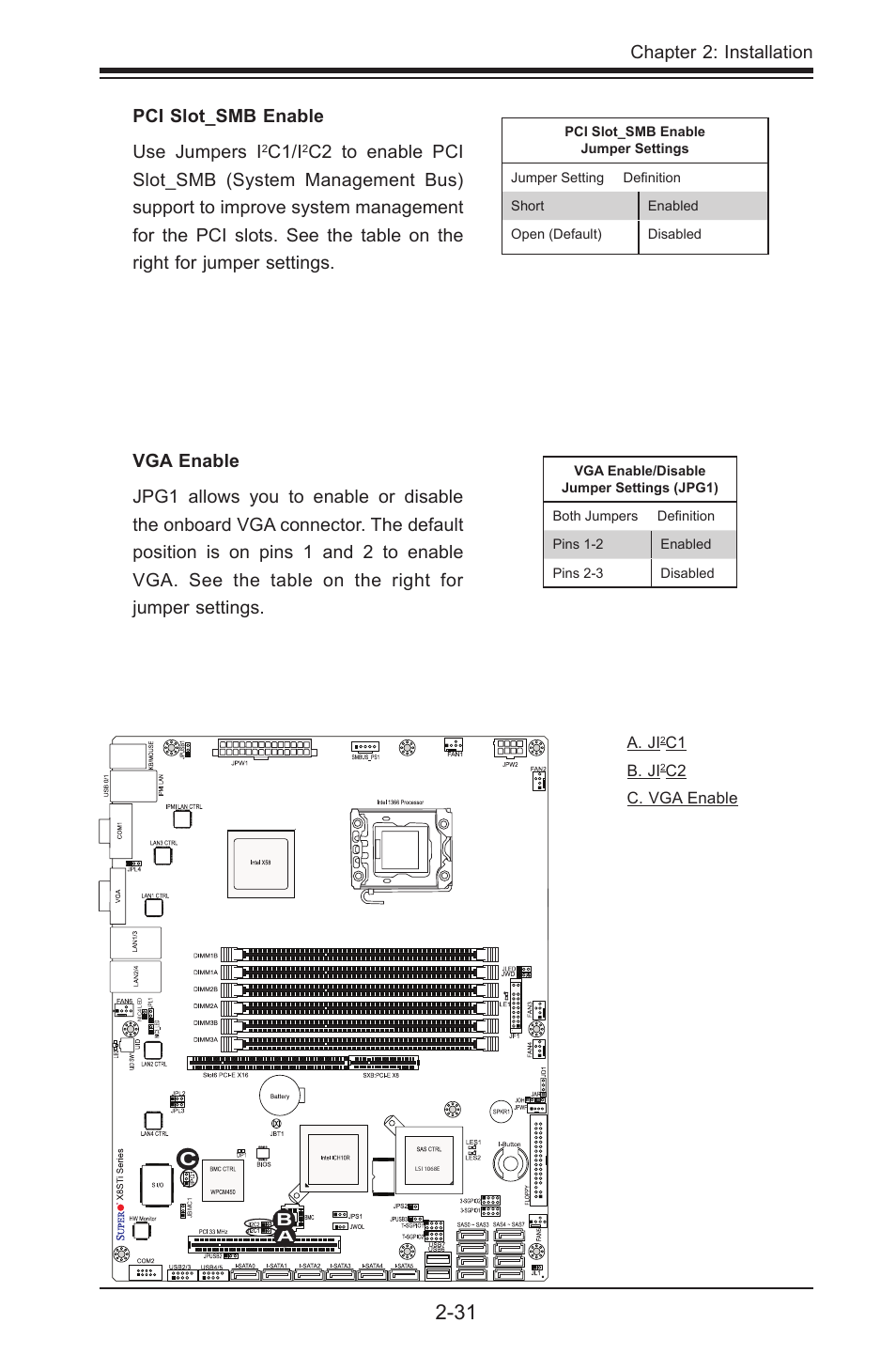 Chapter 2: installation, C1/i | SUPER MICRO Computer X8STI-3F User Manual | Page 55 / 109