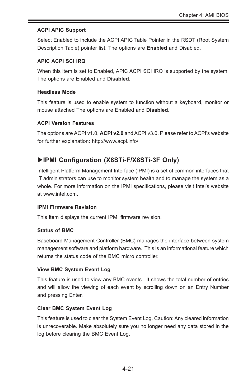 Ipmi configuration (x8sti-f/x8sti-3f only) | SUPER MICRO Computer X8STI-3F User Manual | Page 91 / 109