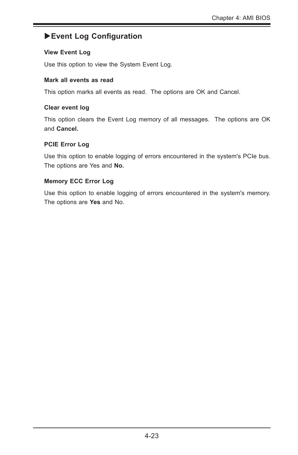 Event log configuration | SUPER MICRO Computer X8STI-3F User Manual | Page 93 / 109